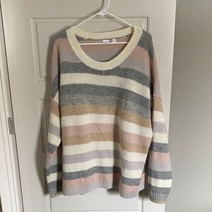 GAP Striped Crewneck Sweater in Cream, Gray, Blush, Tan
